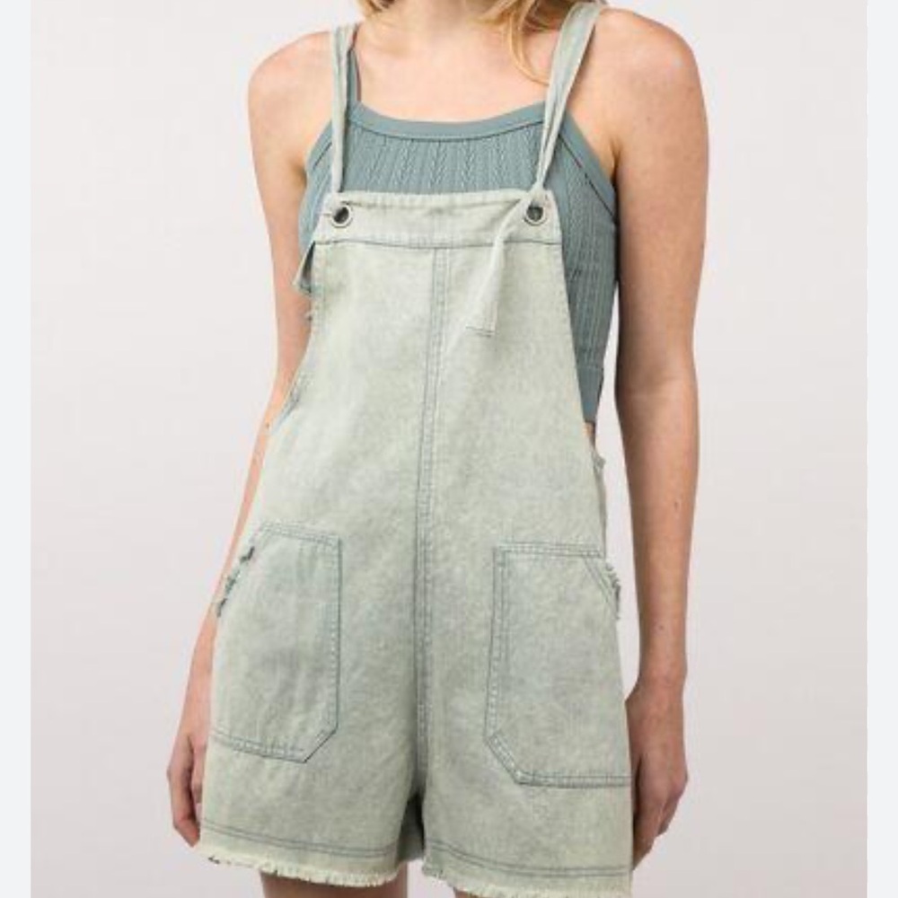 Women's Mint Green Denim Overalls